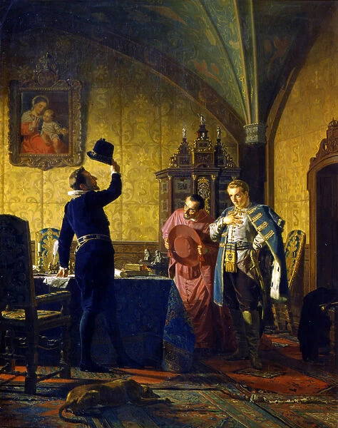False Dmitry takes an oath of allegiance to King Sigismund III Vasa, 1874. Artist: Nikolay Nevryov
