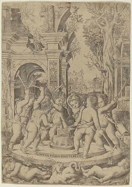 Fate of an Evil Tongue, c. 1507. Creator: Nicoletto da Modena