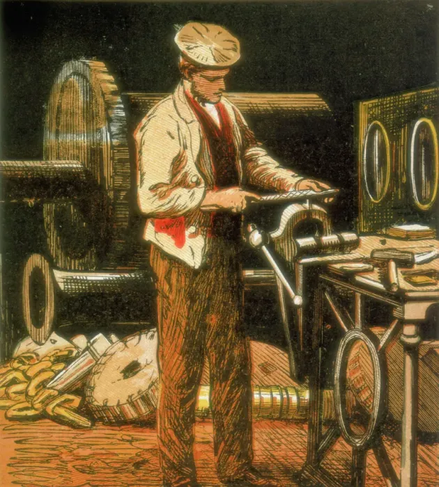 Framed Print : Steam Engine Maintenance Print, 1867