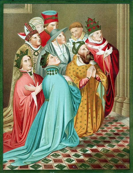 Ferdinand I of Aragon and his Queen at prayer, 1417 (mid 19th century)