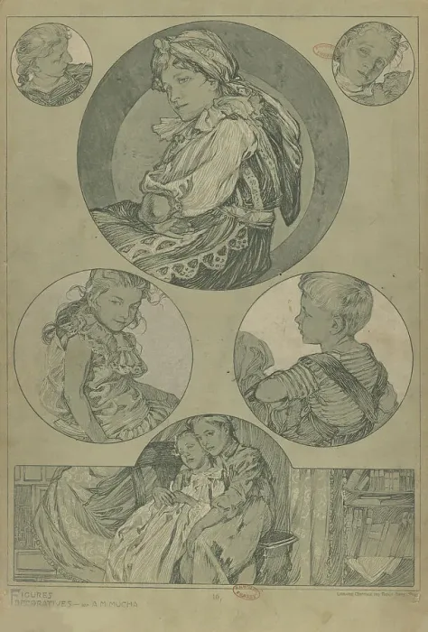 Framed Print : Decorative Figures Print, 1902