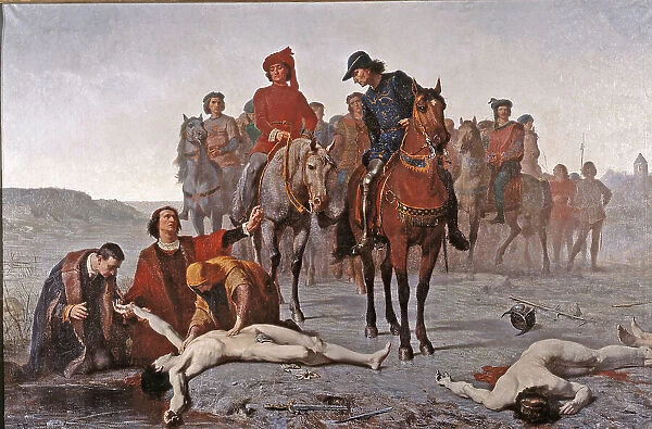 The Finding of the body of Charles the Bold after the Battle of Nancy, 1865. Creator: Feyen-Perrin, François Nicolas Auguste (1826-1888)