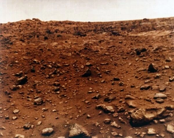 First colour photograph of the Martian planet surface, Viking 1 Mission to Mars, 1976