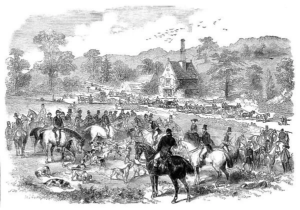 First Meet of the Season of the Cotswold Hounds, 1858. Creator: Unknown