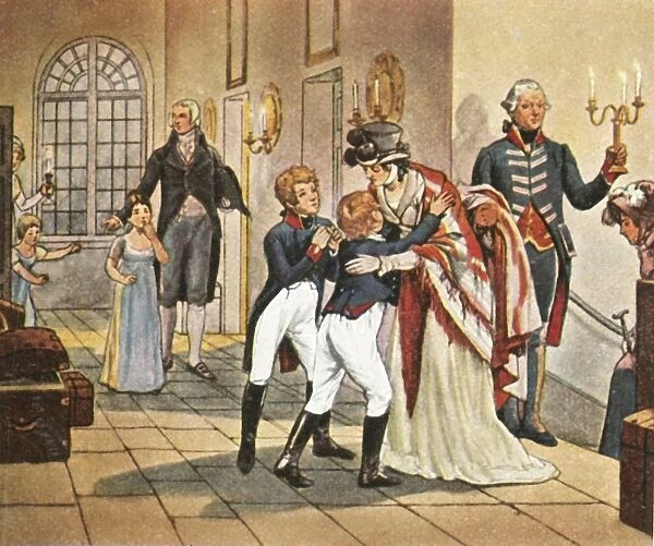 First meeting of Queen Louise and her children after the Battle of Jena, 18 October 1806, (1936)