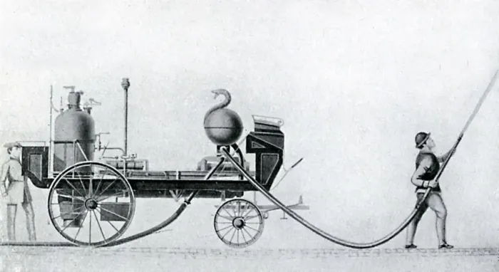 Framed Print : The First Steam Fire Engine Print, c1830 Framed Print : The First Steam Fire Engine Print, c1830