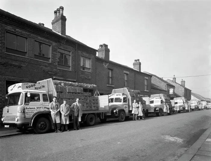 Framed Print : Fleet of Soft Drinks Delivery Lorries, Mexborough, 1961 Print Framed Print : Fleet of Soft Drinks Delivery Lorries, Mexborough, 1961 Print