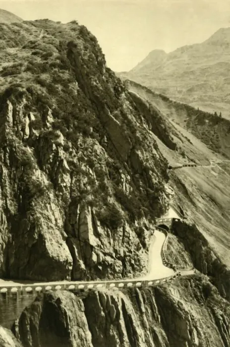 Framed Print : The Flexen Pass Print, c1935 Framed Print : The Flexen Pass Print, c1935