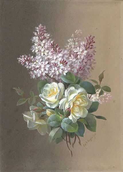 Flowers: Roses and Lilacs, late 19th-early 20th century. Creator: Paul de Longpré