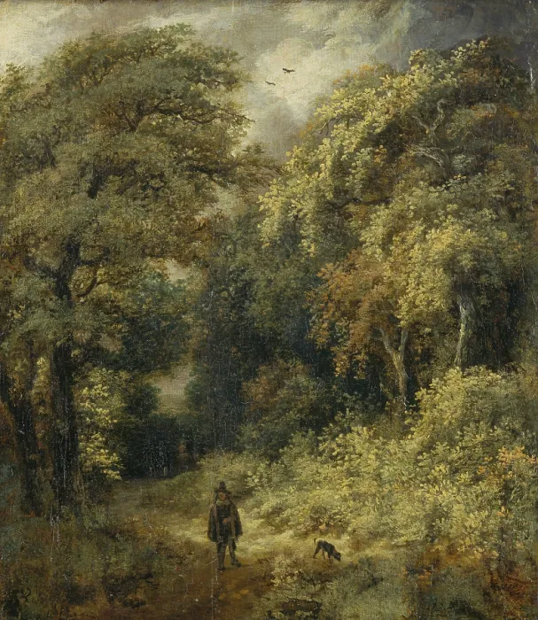 Framed Print : Print of a forest path with people walking Framed Print : Print of a forest path with people walking
