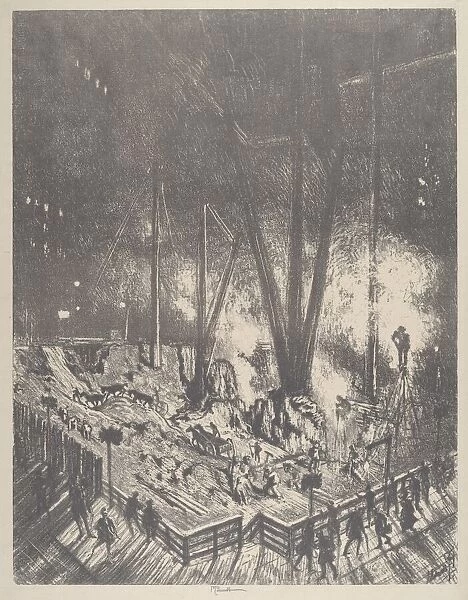 The Foundations, Building a Skyscraper, 1910. Creator: Joseph Pennell