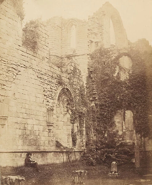 Fountains Abbey. Interior of Chapter House, 1850s. Creator: Joseph Cundall