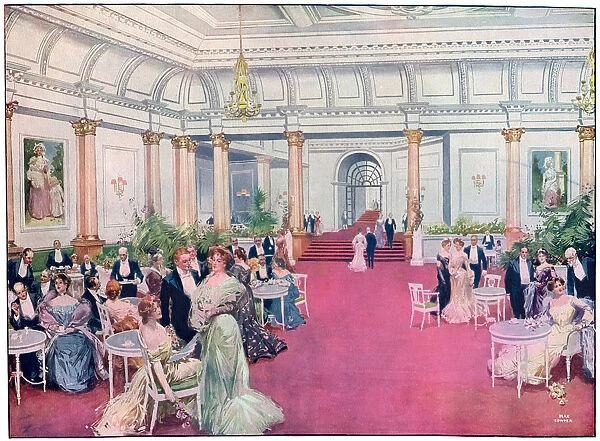 The foyer at the Savoy Restaurant, London, 1905. Artist: Max Cowper