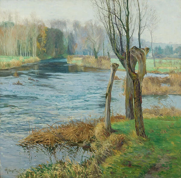 French Landscape with Watercourse. Creator: Gustave Albert
