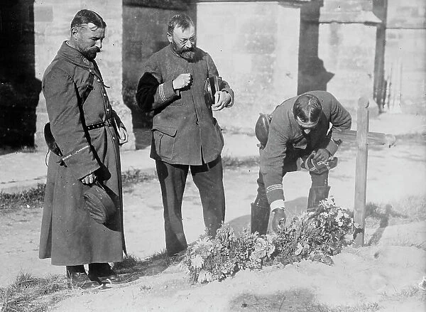 French Officers at graves of comrades, 1914. Creator: Bain News Service