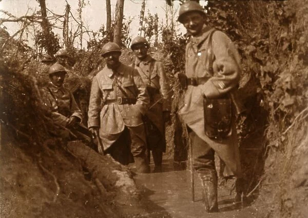 French soldiers in the mud, Chemin des Dames, northern France, c1914-c1918