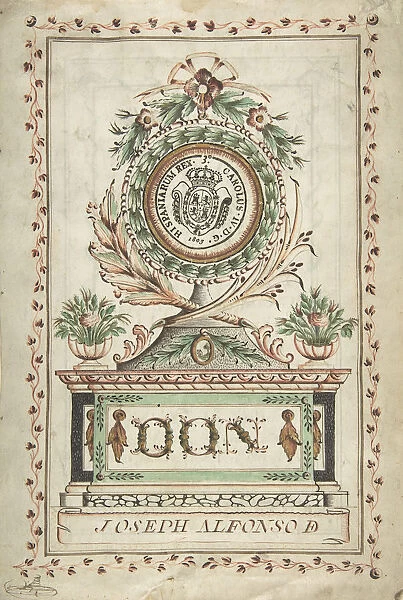 Frontispiece with Vegetal Medallion and Latin Dedication surrounding a Coat of