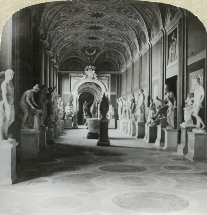 Framed Print : Vatican Gallery of Statues Print, c1909 Framed Print : Vatican Gallery of Statues Print, c1909