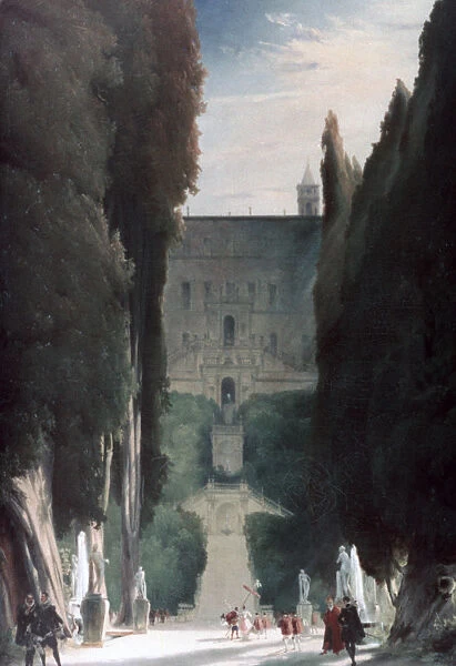 The Garden of the Villa d Este, 1830. Artist: Karl Blechen