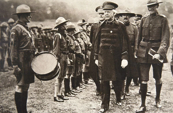 General Bramwell Booth inspecting boy scouts, London, 1925. Artist:s and G