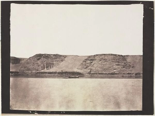 General View of Monuments Carved into Bedrock with Photographers Dahabieh. Abu Simbel, 1851-1852