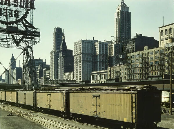 General view of part of the South Water street Illinois Central Railroad freight... Chicago, 1943. Creator: Jack Delano