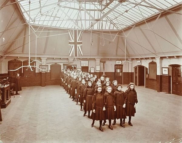 Girls returning from play, Thomas Street Girls School, Limehouse, Stepney, London, 1908
