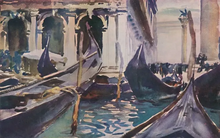 Framed Print : Gondolas by the Piazzetta, c1904, Print Framed Print : Gondolas by the Piazzetta, c1904, Print