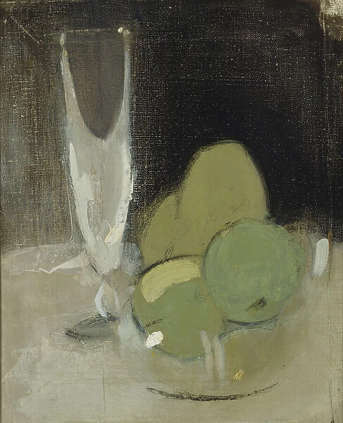 Green Apples And Champagne Glass, 1934. Creator: Schjerfbeck, Helene (1862-1946)