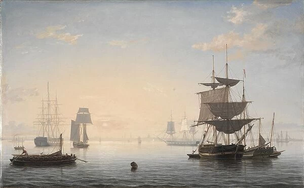 Harbor of Boston, with the City in the Distance, c. 1846-1847. Creator: Fitz Henry Lane (American