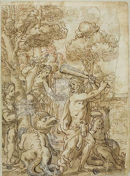 Hercules Slaying the Serpent Ladon in the Garden of the Hesperides, n.d. Creator: Andrea Lilio