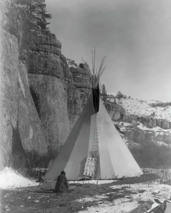 Framed Print : Edward Curtis Print: Apsaroke Hide Stretching
