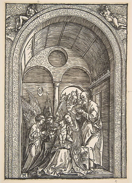 The Holy Family with Two Angels in a Vaulted Hall, ca. 1503. Creator: Albrecht Durer