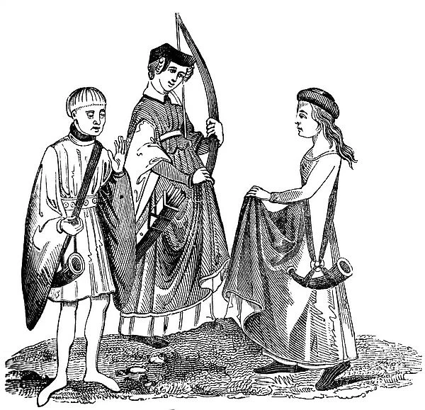 Hunting Dresses, 15th century, (1833)