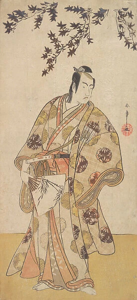 The Third Ichikawa Yaozo as a Daimyo Standing Under a Maple Tree, ca. 1783. Creator: Shunsho