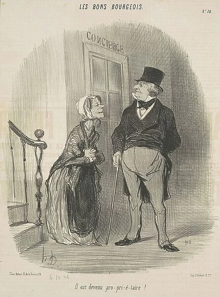 Il est devenu pro-pri-é-taire!, 19th century. Creator: Honore Daumier