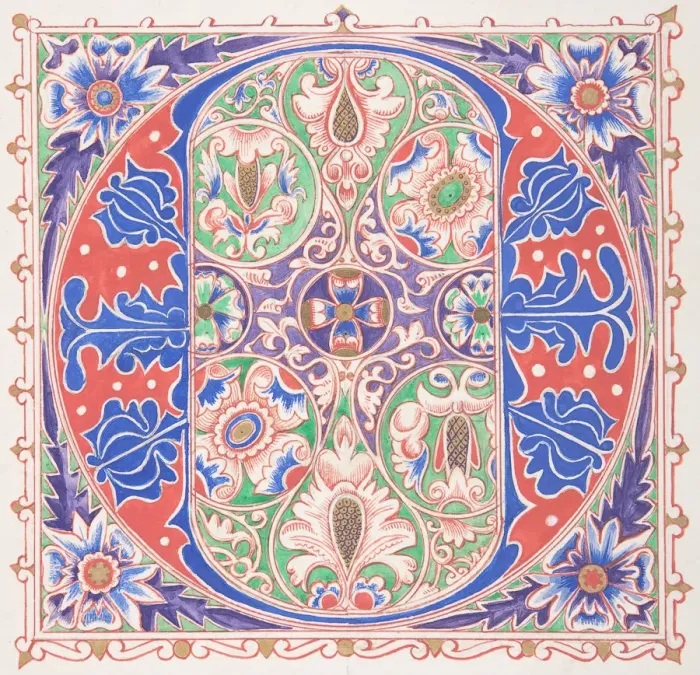 Framed Print : Illuminated Initial O Print, 1830-62 Framed Print : Illuminated Initial O Print, 1830-62