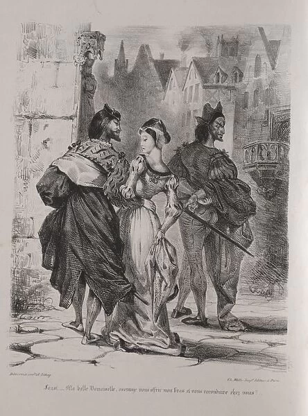 Illustrations for Faust: Faust seeks to allure Marguerite, 1828. Creator: Eugene Delacroix