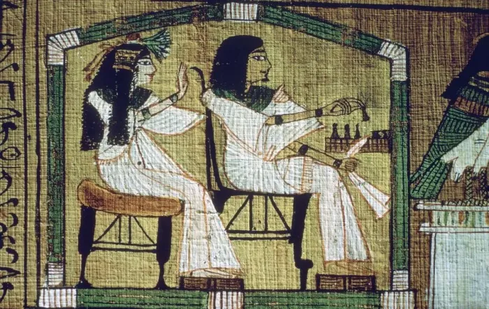 Framed Print : Egyptian Papyrus Print of Draughts-Playing Scene Framed Print : Egyptian Papyrus Print of Draughts-Playing Scene