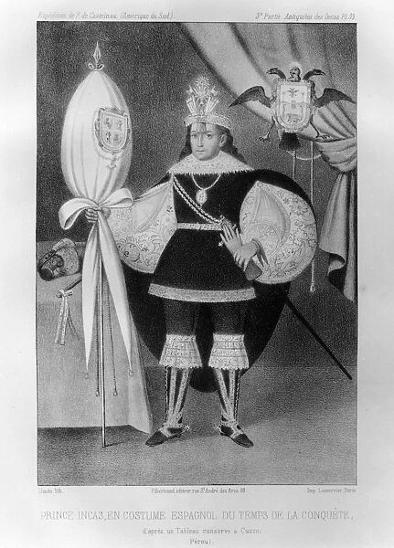 Inca prince, in Spanish costume during the time of the conquest, 16th century (1852). Artist: Jacques Francois Gauderique Llanta