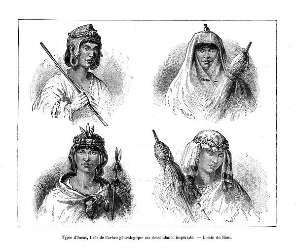 Inca types, Peru, 19th century. Artist: Edouard Riou