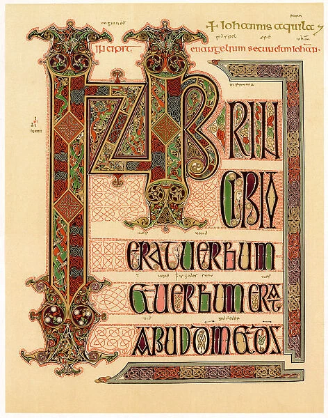 Initial page from the Lindisfarne Gospels, late 7th or early 8th century