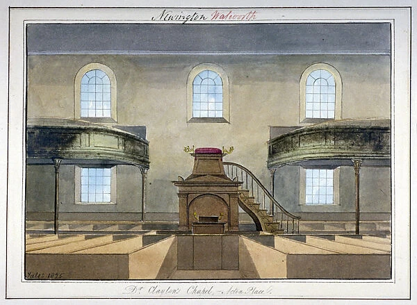 Interior view of Acton Place Chapel, Southwark, London, 1825. Artist: G Yates
