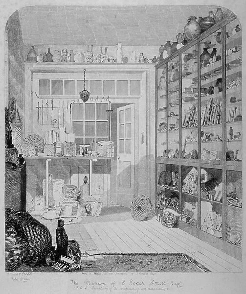 Interior view of Charles Roach Smiths museum in Liverpool Street, City of London, 1850