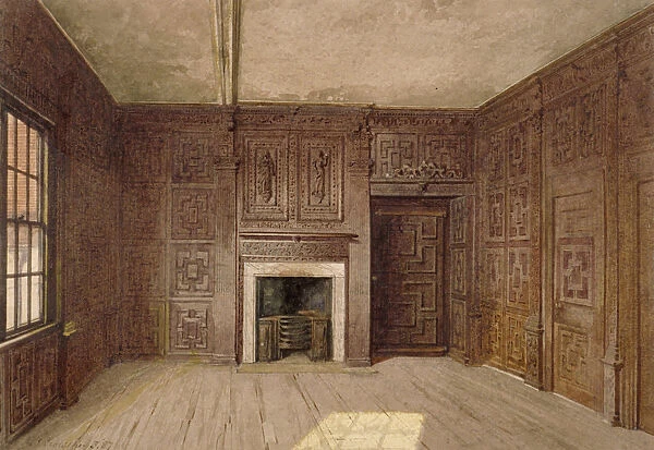 Interior view of the Compton Oak Room, Canonbury House, Islington, London, 1887. Artist