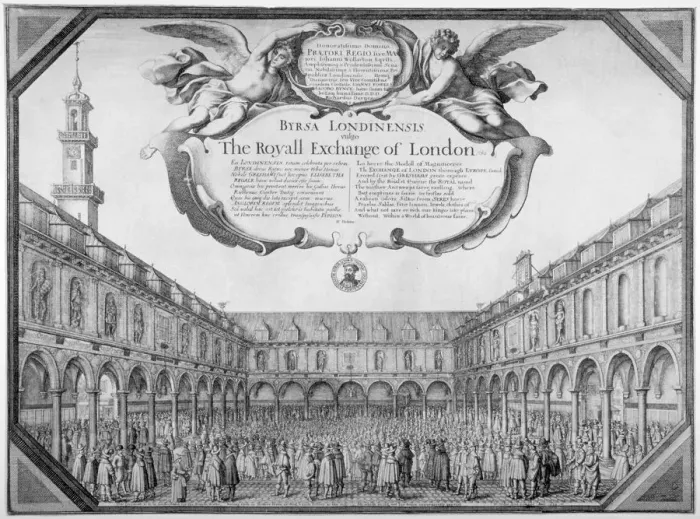 Framed Print : Interior View of the Royal Exchange, 1644 Print Framed Print : Interior View of the Royal Exchange, 1644 Print