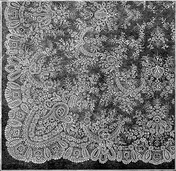 The International Exhibition: Pusher lace shawl, by Messrs. Reckless and Hickling, 1862. Creator: Unknown