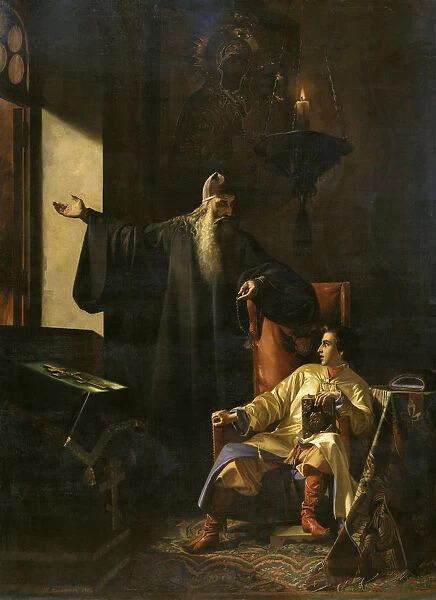 Ivan the Terrible and the priest Silvester during the Fire of Moscow on 1547, 1856
