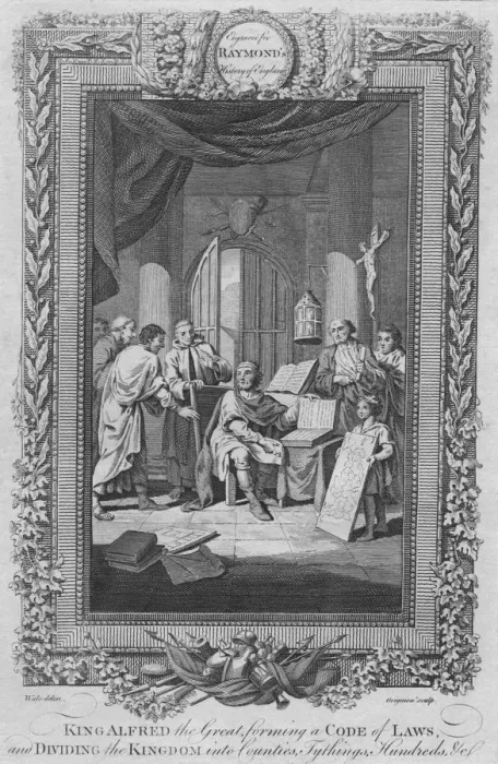 Framed Print : King Alfred the Great Forms Laws and Divides Kingdom, c1787 Print Framed Print : King Alfred the Great Forms Laws and Divides Kingdom, c1787 Print