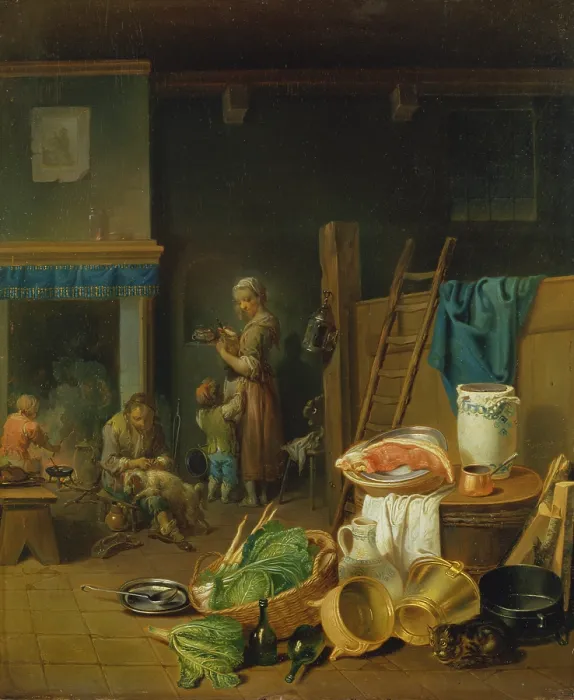 Framed Print : Kitchen Interior, 1765 Print Framed Print : Kitchen Interior, 1765 Print